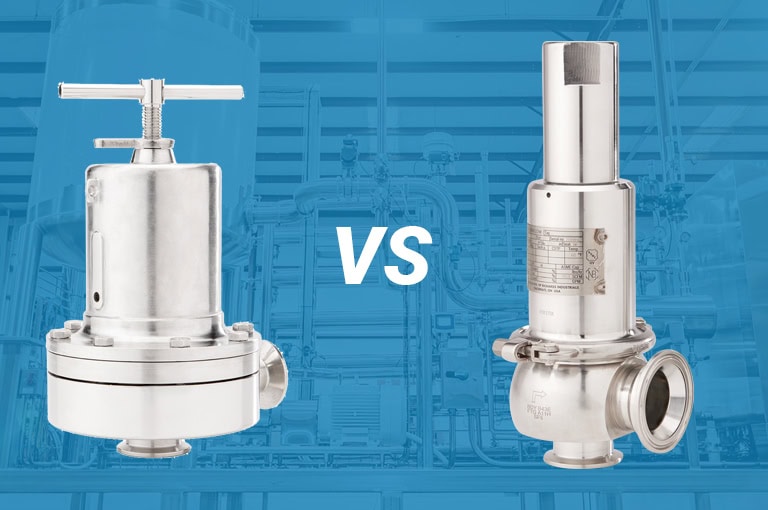 Sanitary back pressure regulator vs sanitary safety relief valve